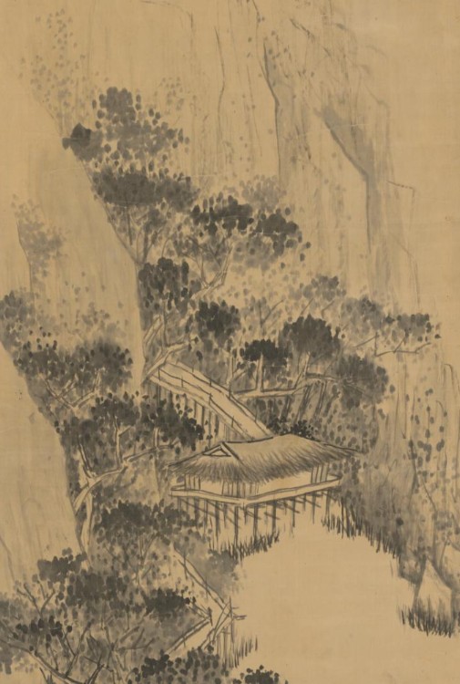 傅山江深草阁图轴